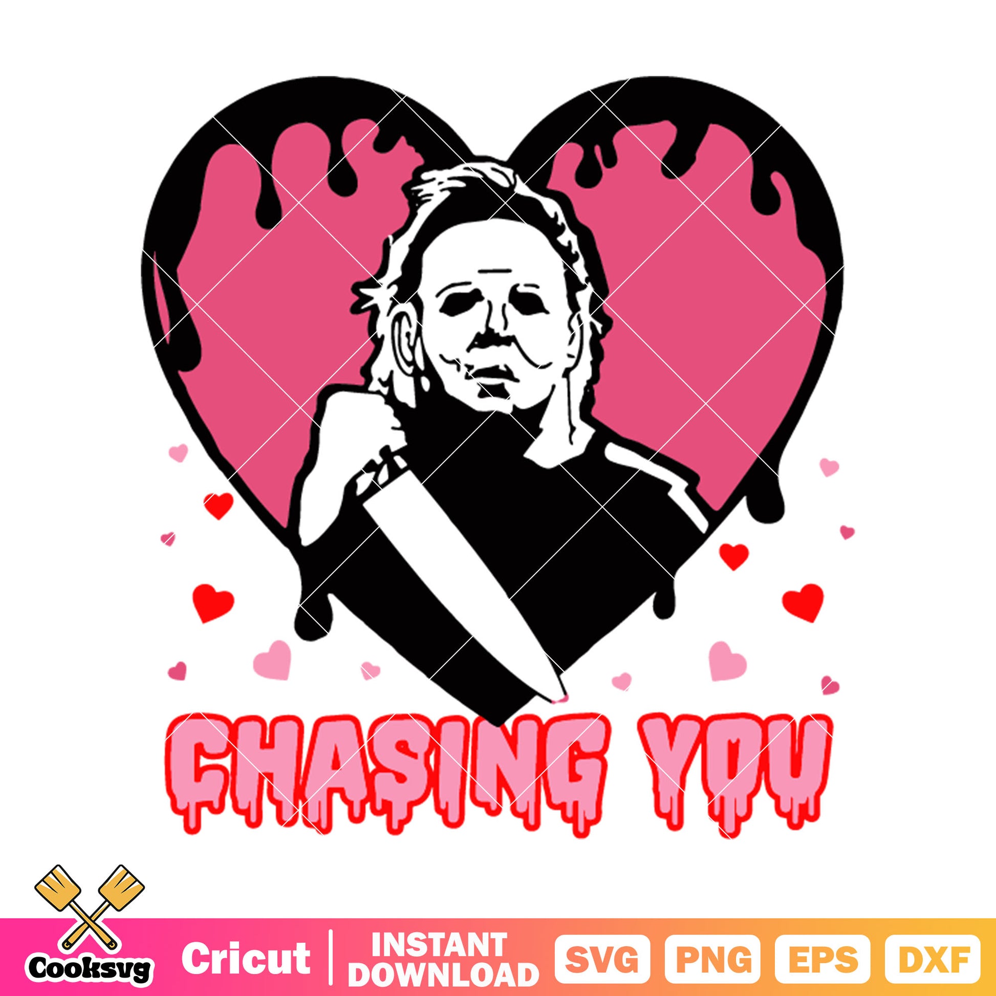 Valentine Michael Myers chasing you svg, horror valentine svg