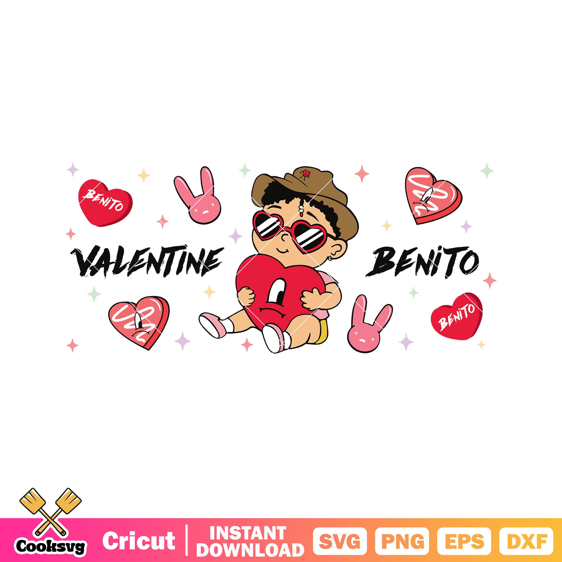 Valentine benito baby bad bunny svg, bad bunny valentine svg, valentine svg