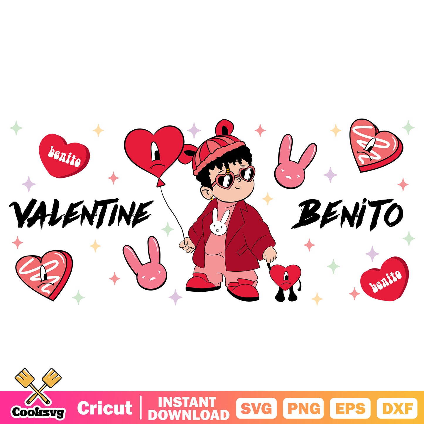 Valentine benito bad bunny svg, benito bad bunny​ svg, valentine day svg