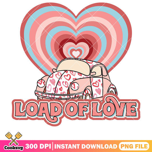 Valentine car load of love png, load of love png, pink valentine png