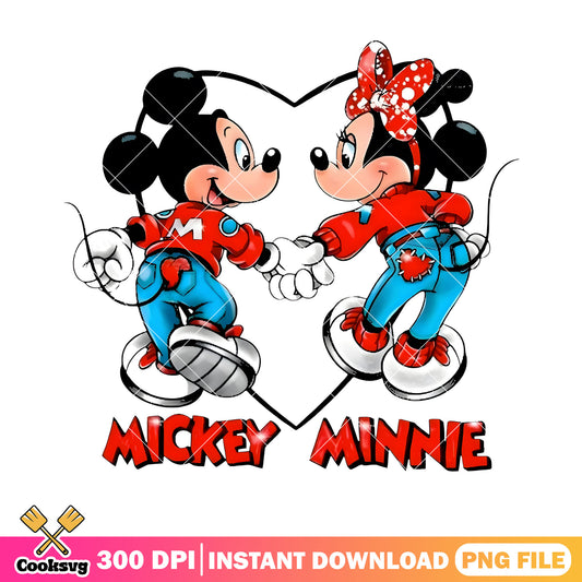 Valentine couple disney mouse png, disney valentine png, valentine vibes png