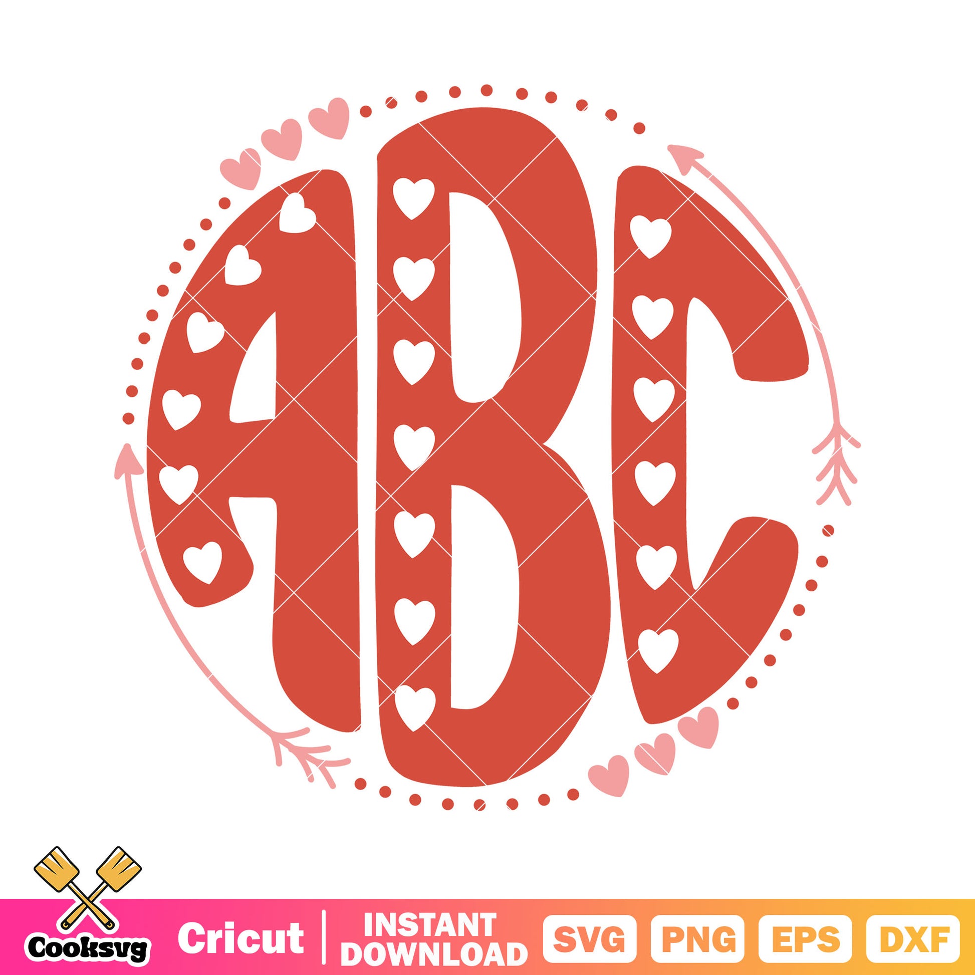 Valentine day abc circle svg design, happy valentine day svg