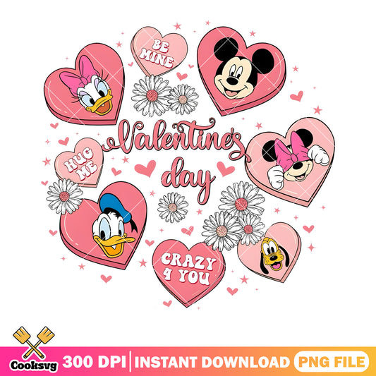 Valentine disney character png, mickey and friends png, disney valentine png