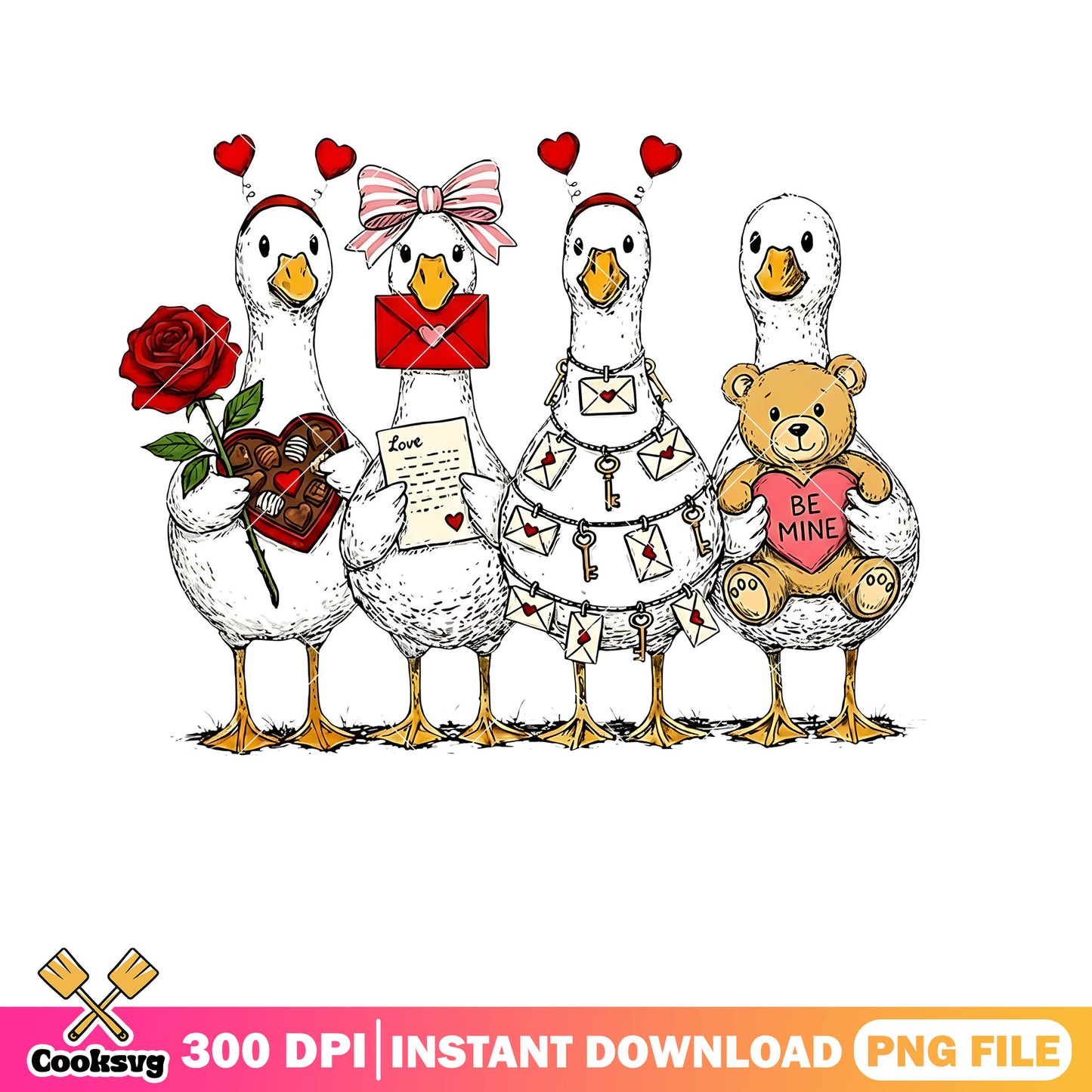Valentine goose png,white duck​ png,valentine png