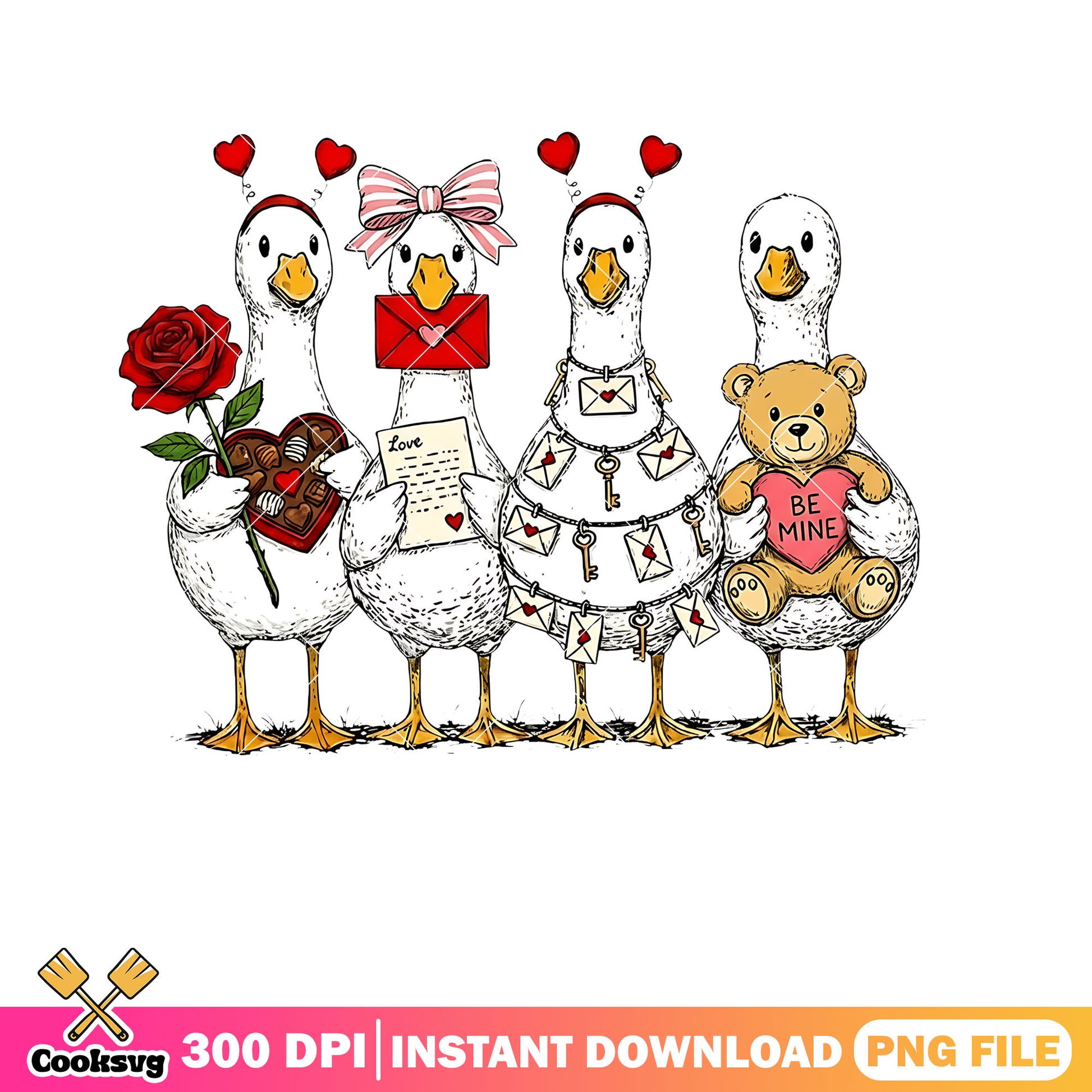 Valentine goose png,white duck​ png,valentine png
