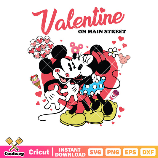 Valentine on main street mickey svg, main street​ svg, mickey valentine svg