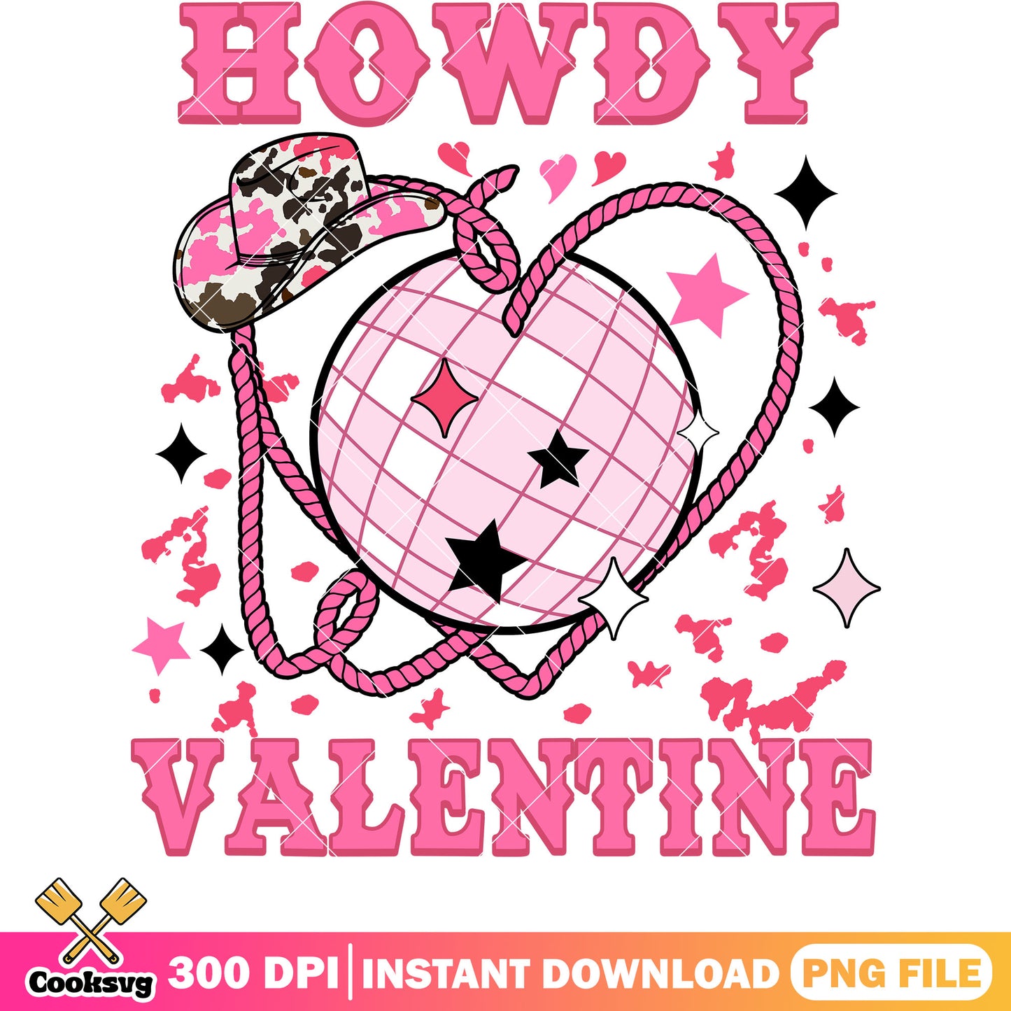 Valentine pink vibes howdy png, valentine vibes png, howdy valentine png