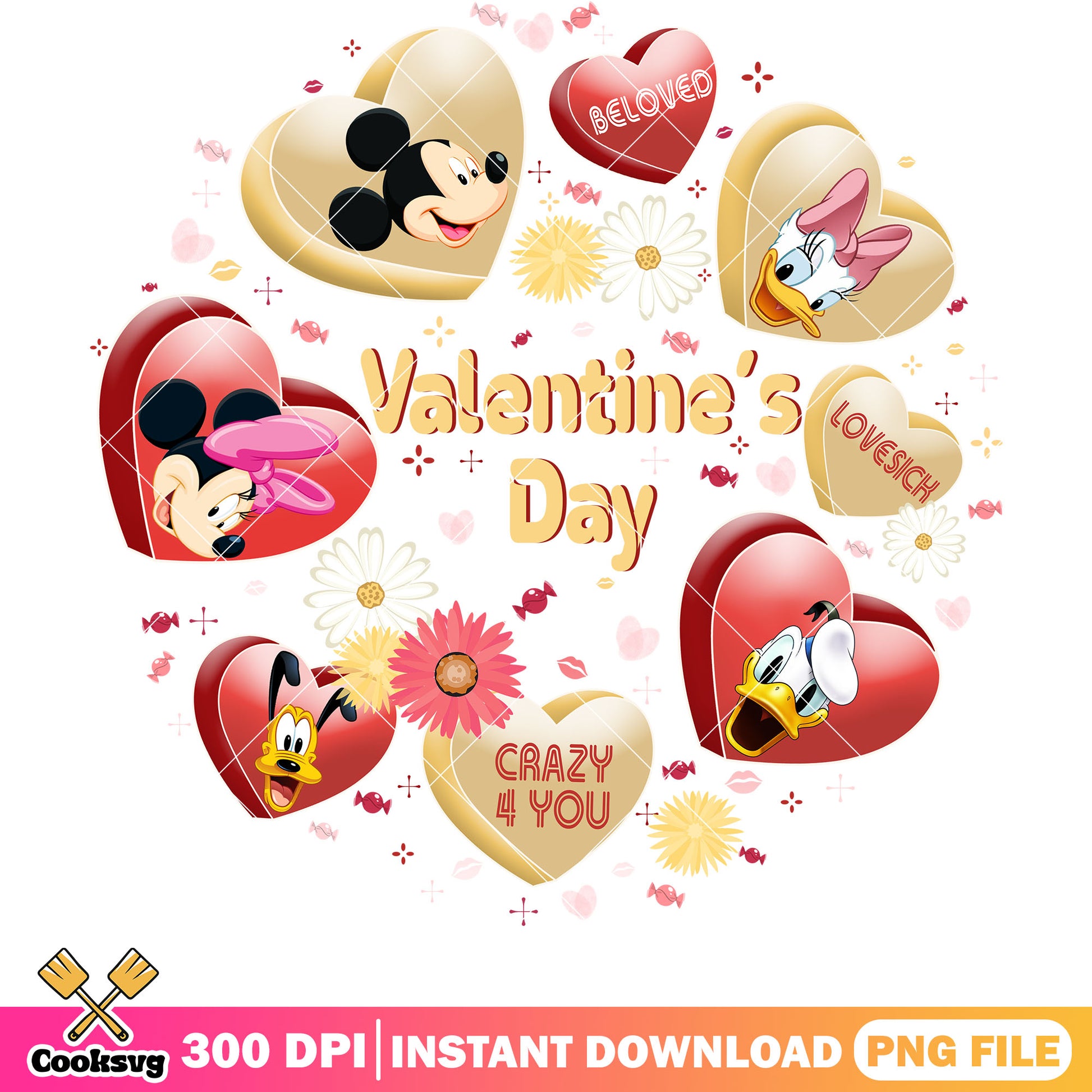 Valentines day with mickey friends png, mickey valentine png