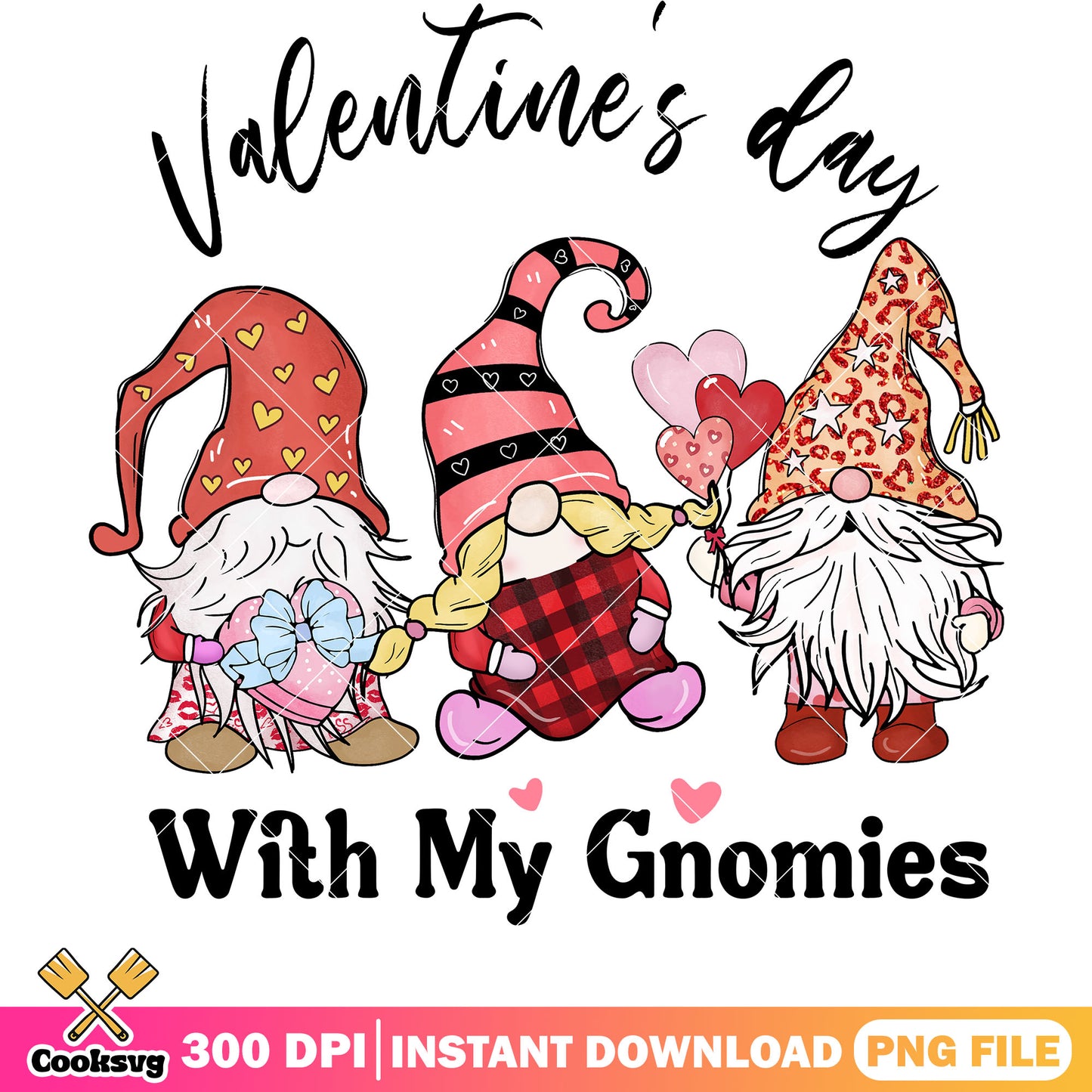 Valentines day with my gnimies png, valentine day png, gnome valentine png