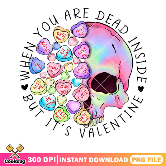 Valentine skull love png, love poster png, valentine vibes png