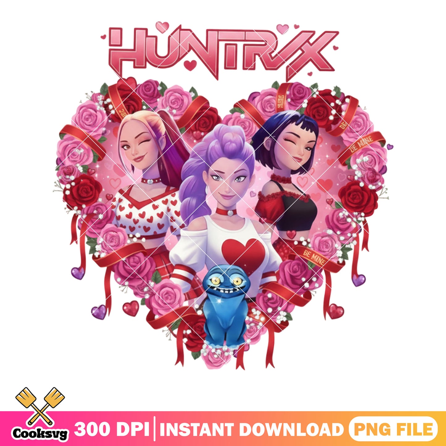 Valentines rumi zoey mira png, kpop movies png, valentine poster png