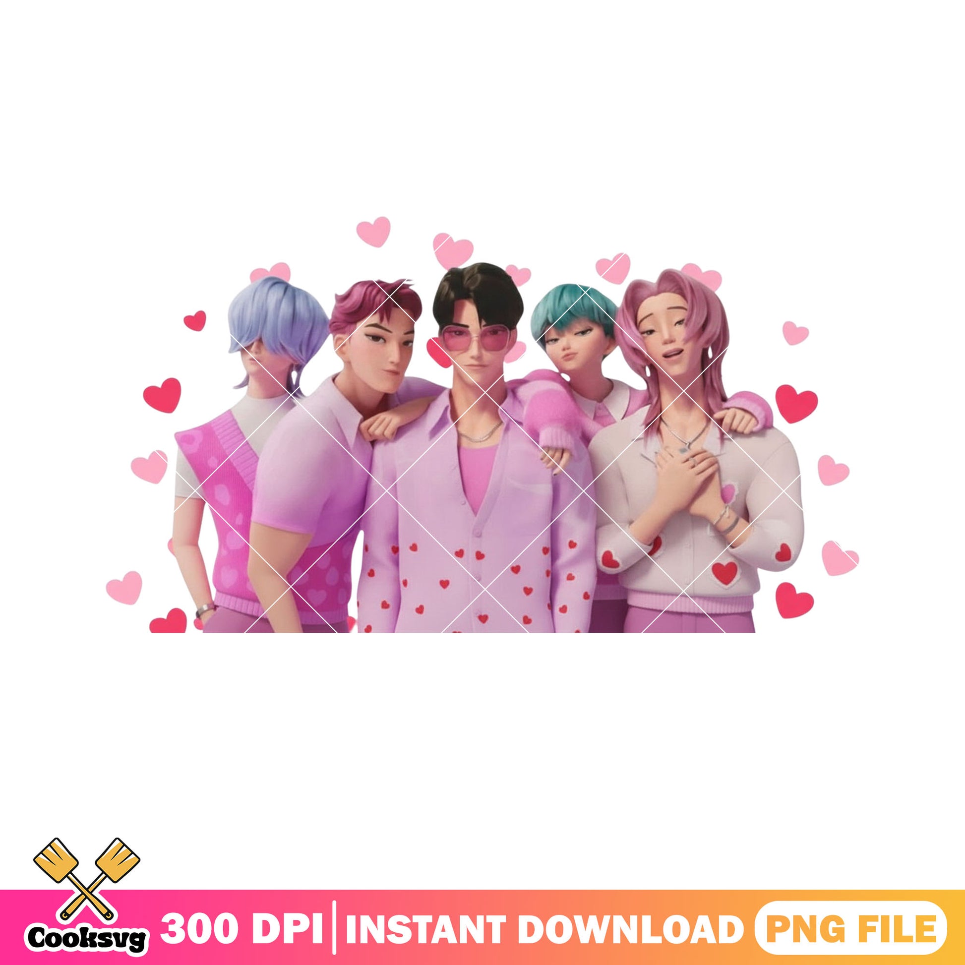 Valentines saja boys png, kpop demon hunters png, valentines poster png