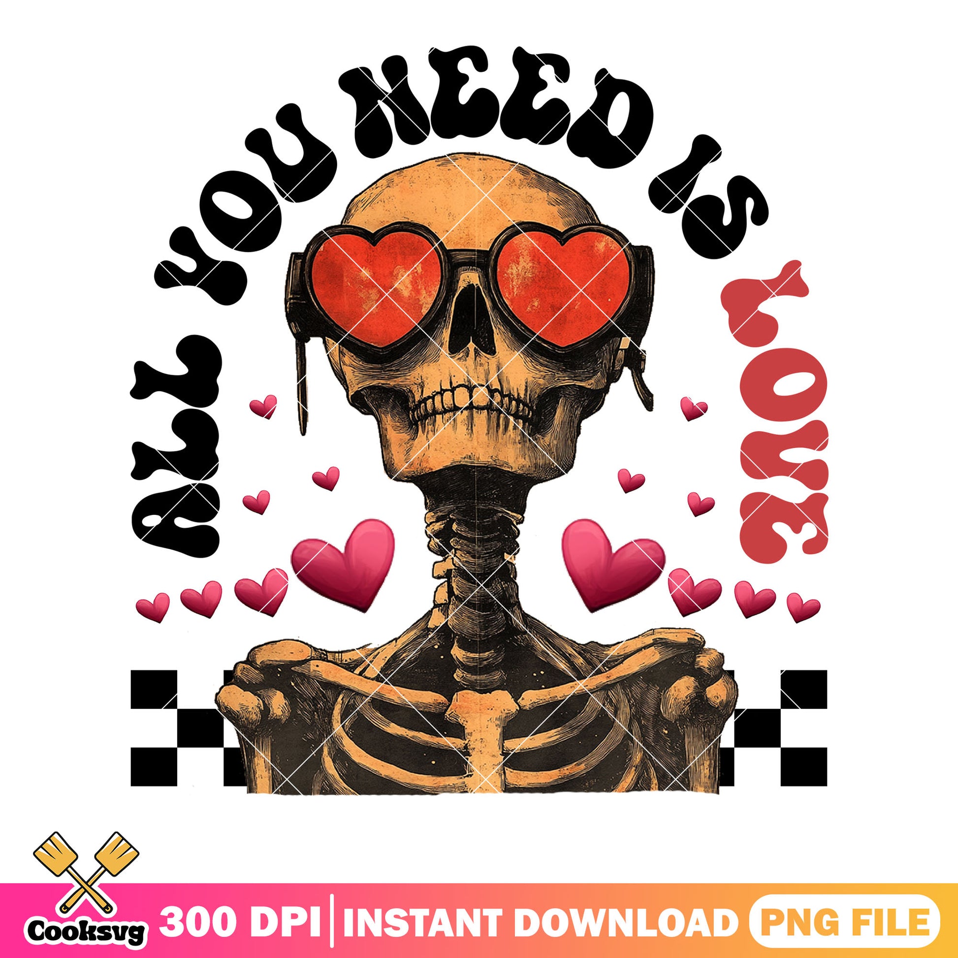 Valentines skull heart poster png, valentines png, skeleton vibes png