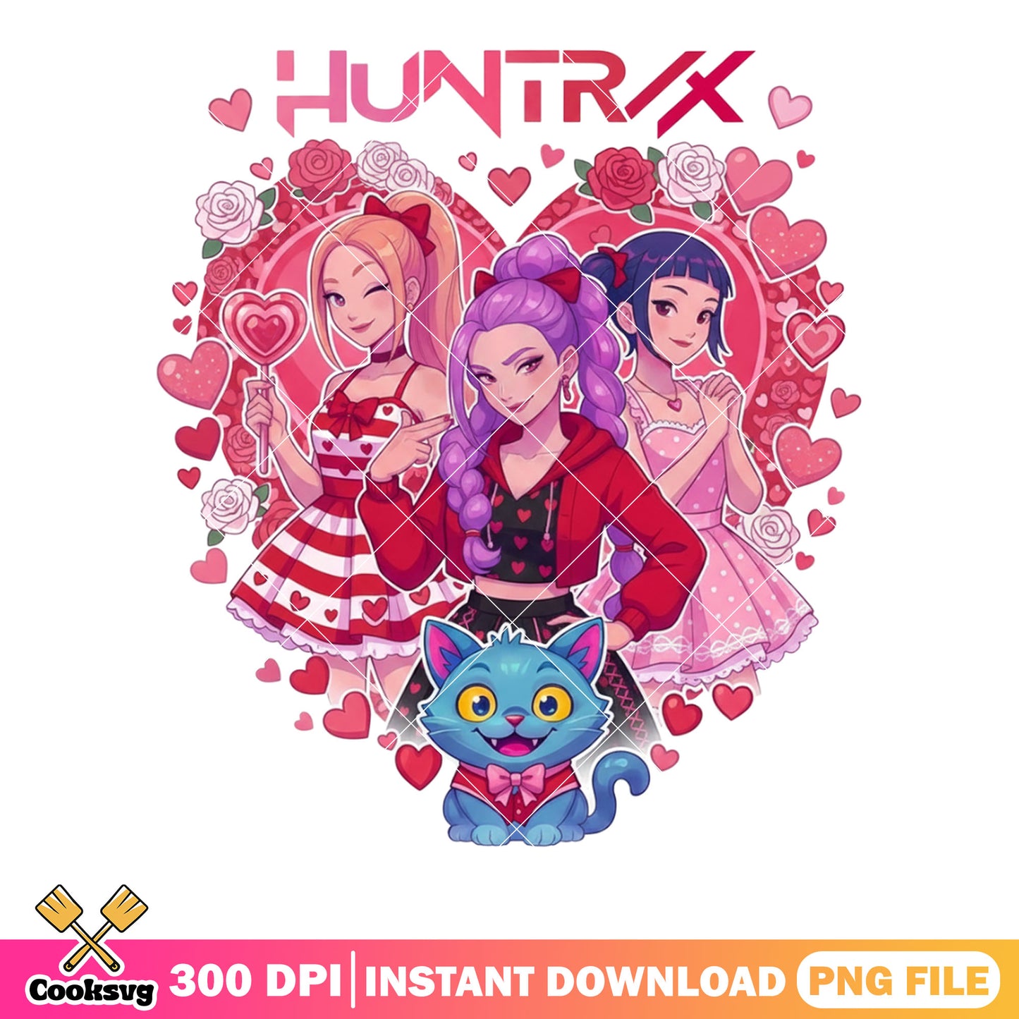 Valentines team huntrix png, kpop demon hunters png, valentines gifts png