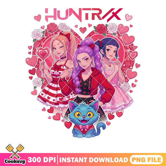 Valentines team huntrix png, kpop demon hunters png, valentines gifts png