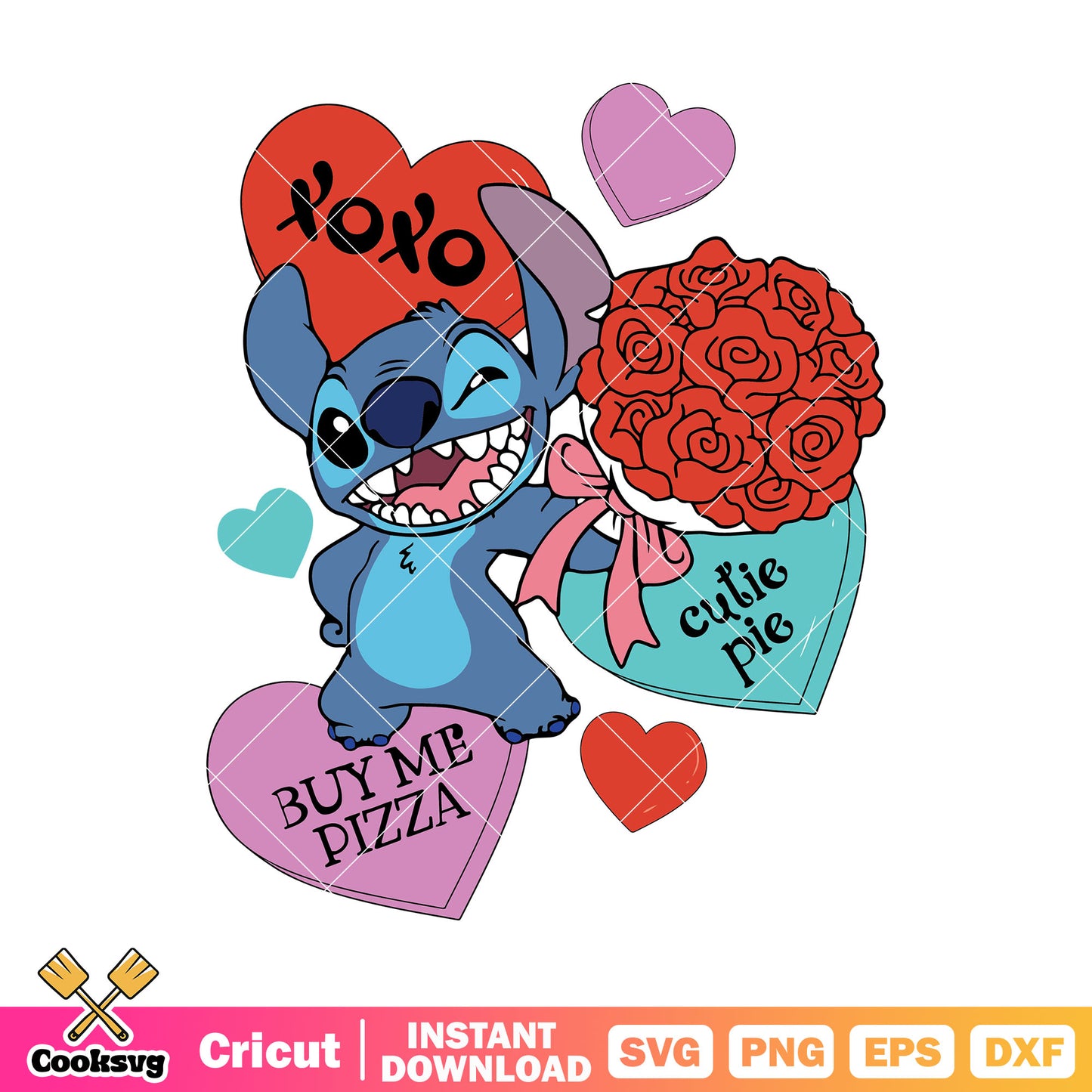 Valentine stitch buy me pizza svg, stitch valentine svg