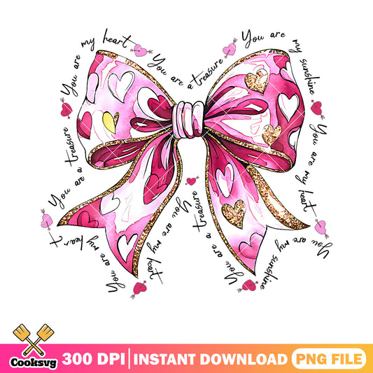 Valentines you are treasure png, valentines gifts png, valentines bow png