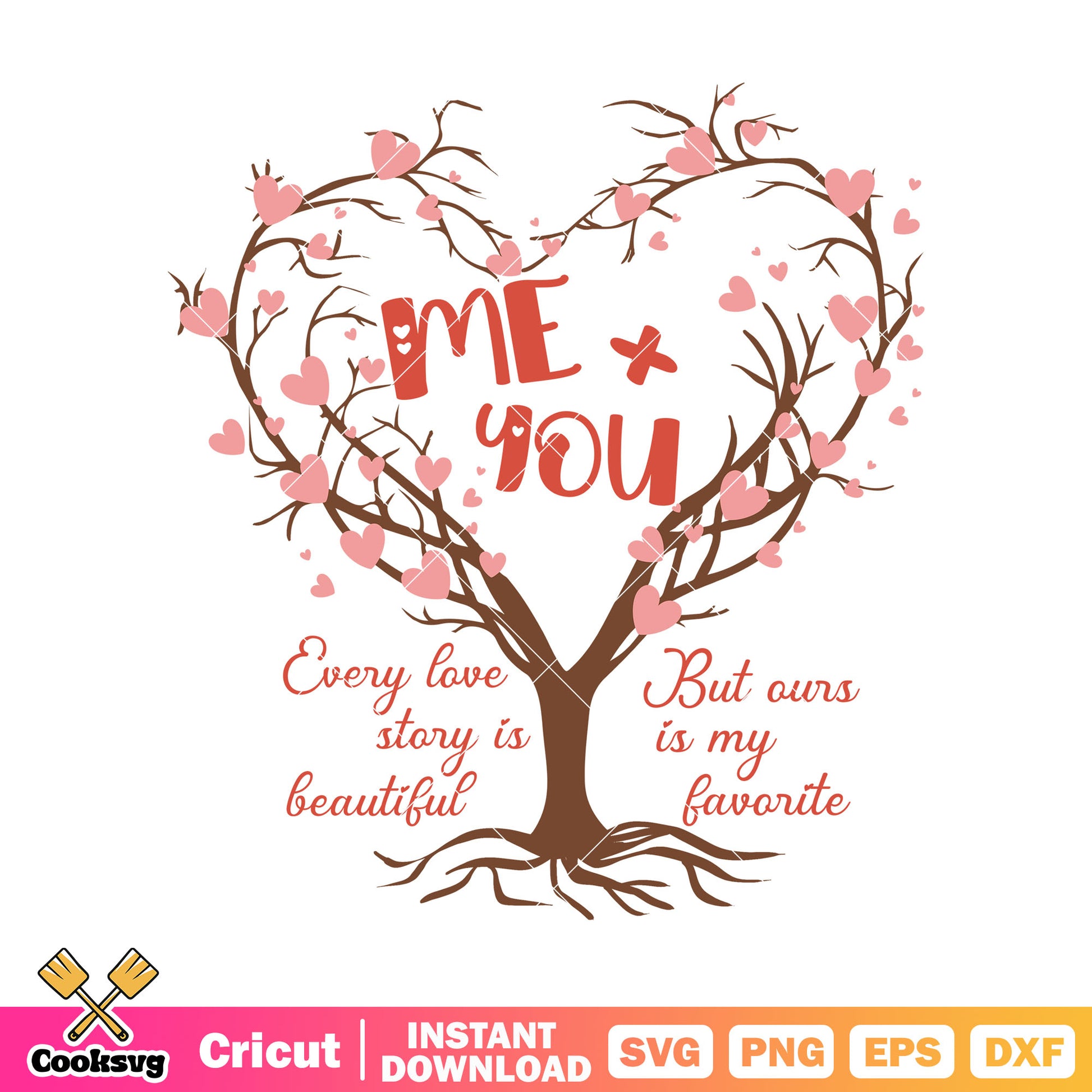 Valentine tree me and you svg, valentine day love svg, love valentine svg