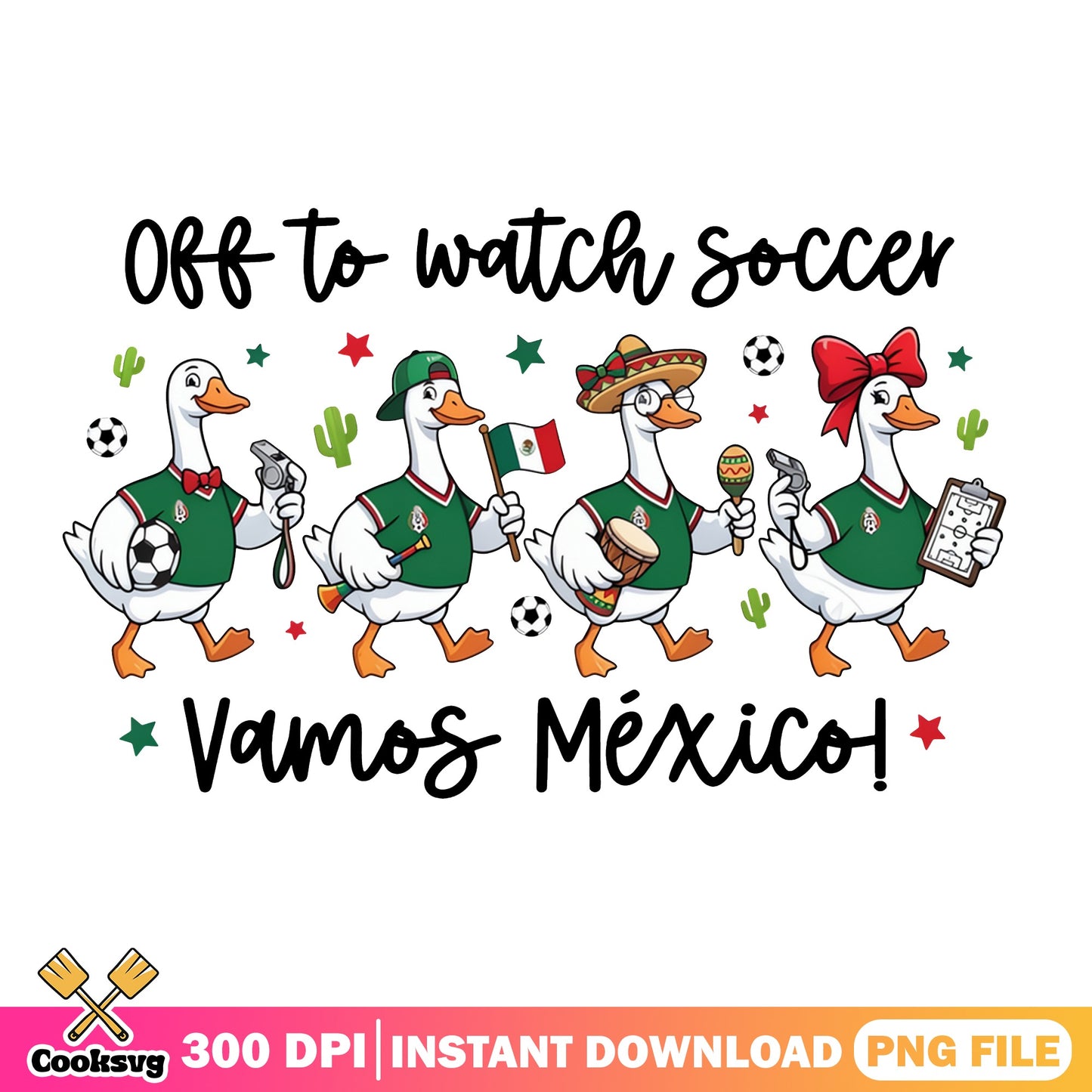 Vamos Mexico Soccer Duck PNG, Funny Goose PNG, Mexico PNG