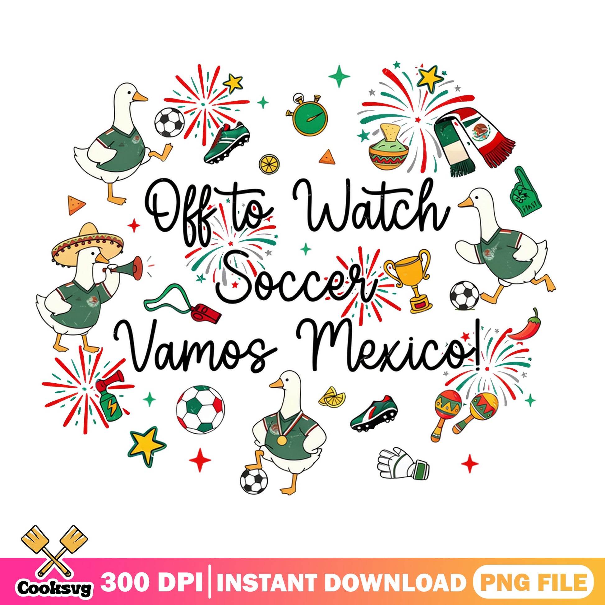 Vamos Mexico Soccer Funny Duck PNG, Mexico Football PNG, Soccer Fan PNG