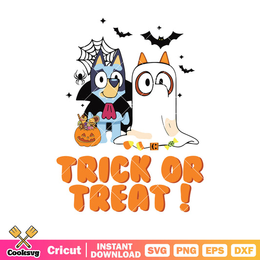 Vampire bluey halloween trick or treat svg, bluey bingo svg, bluey costume svg