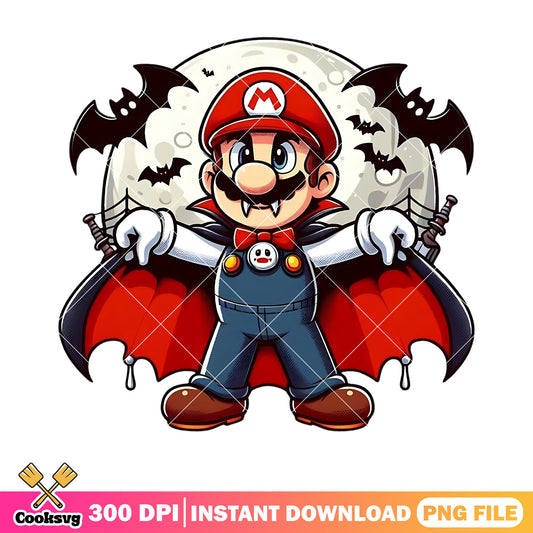 Vampire costume mario png, scary halloween night png, halloween nintendo png