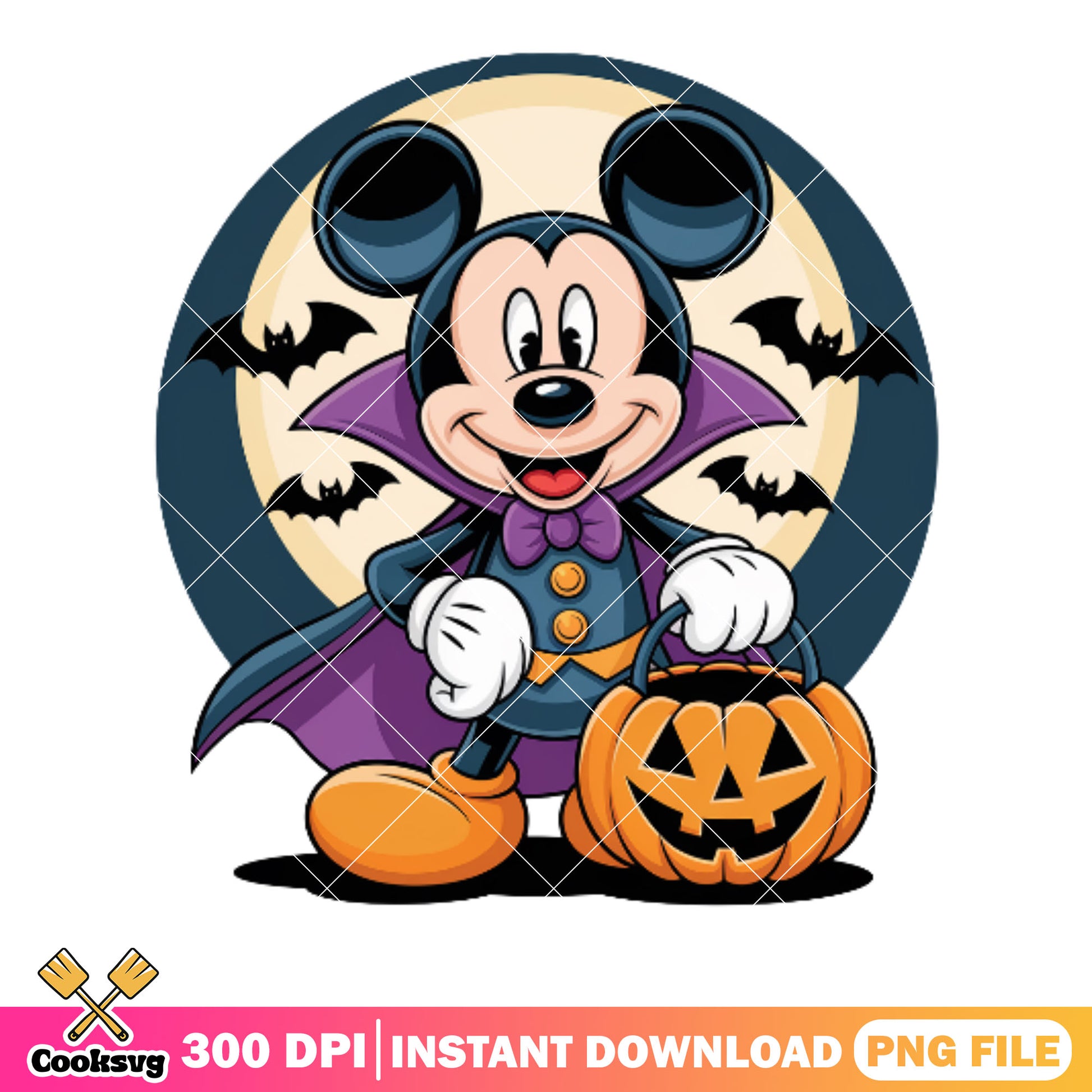 Vampire mickey mouse png, full night moon png, jack o lantern png