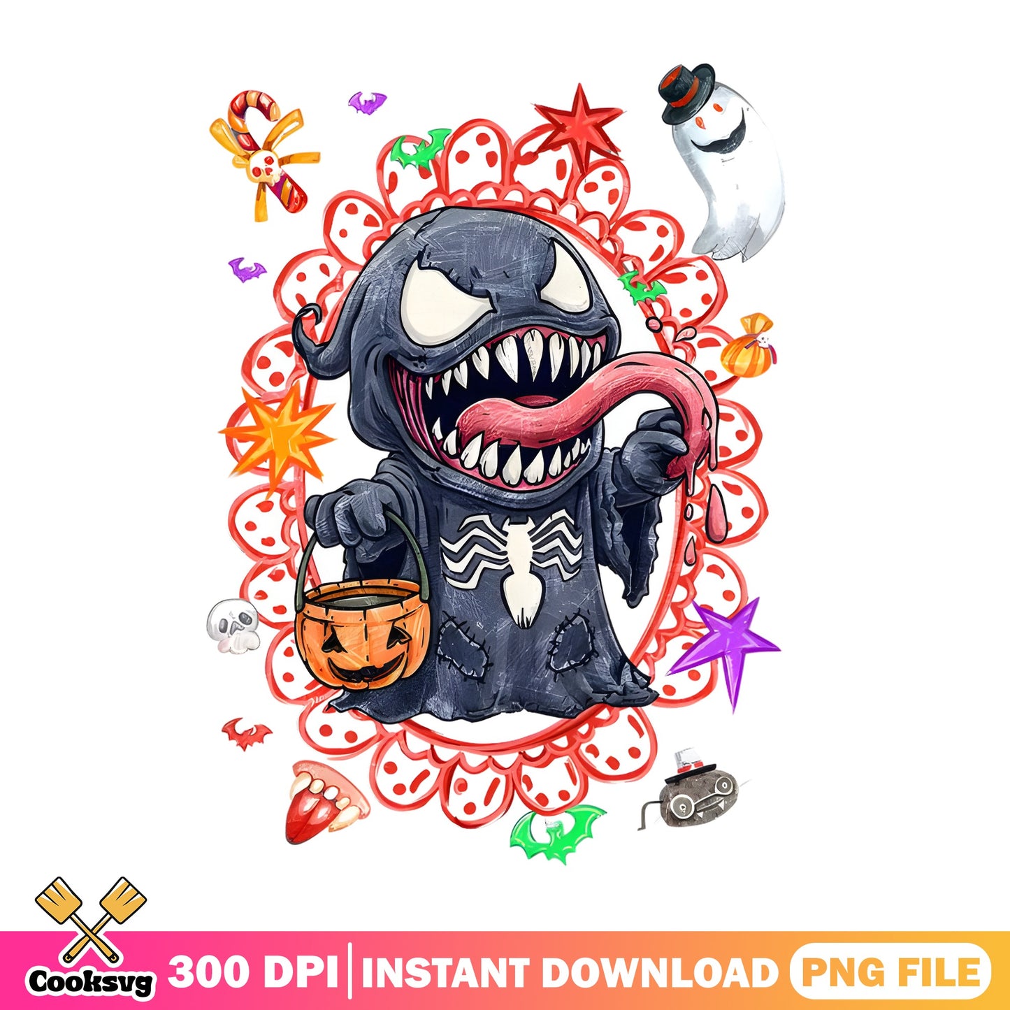 Venom Ghost Halloween Trick Or Treat PNG, Spooky PNG, Halloween PNG