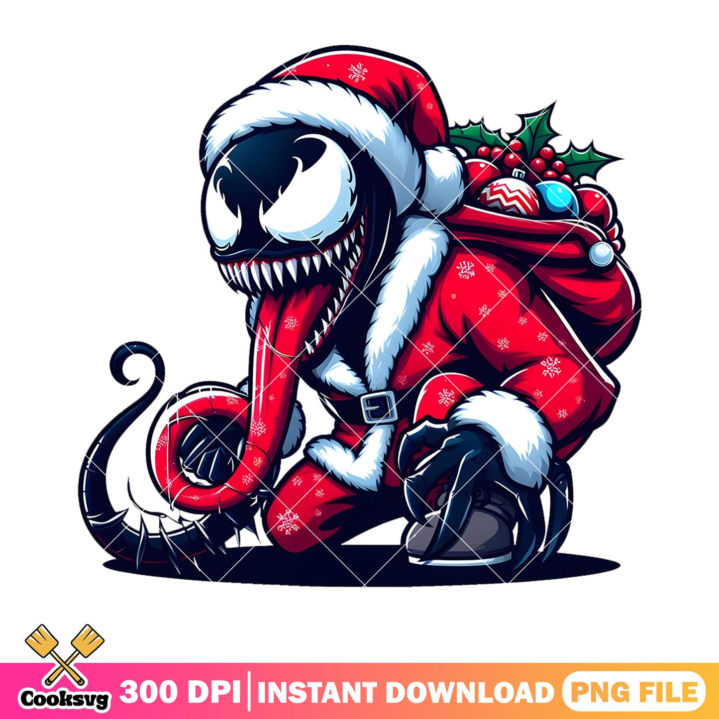 Venom long tongue png, cute venom tail png, claws snowflake png