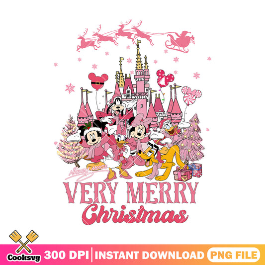 Mickey Very merry pink christmas png