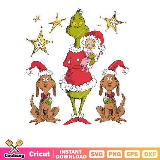 Vintage Grinch And Friends Grinchmas svg, vintage grinch svg, the grinch and the dog svg