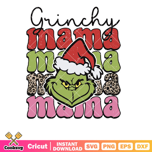 Vintage Grinch Christmas Santa svg, vintage grinch svg, grinch mama svg