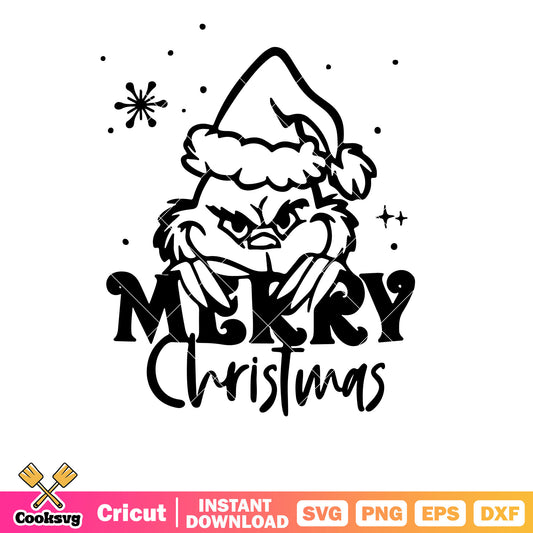 Vintage Grinch Merry Christmas silhouette svg, vintage grinch svg, merry christmas svg