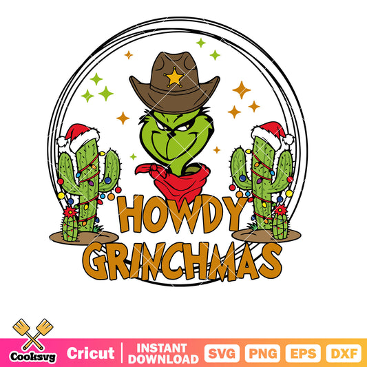 Vintage Howdy Grinchmas christmas svg, vintage grinch svg, howy christmas svg