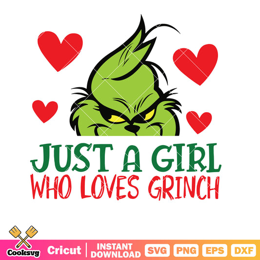 Vintage Just A Girl Who Loves Grinch svg, vintage grinch svg, grinch girl svg