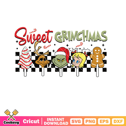 Vintage Sweet Grinchmas Candy svg file, vintage grinch, sweet christmas svg