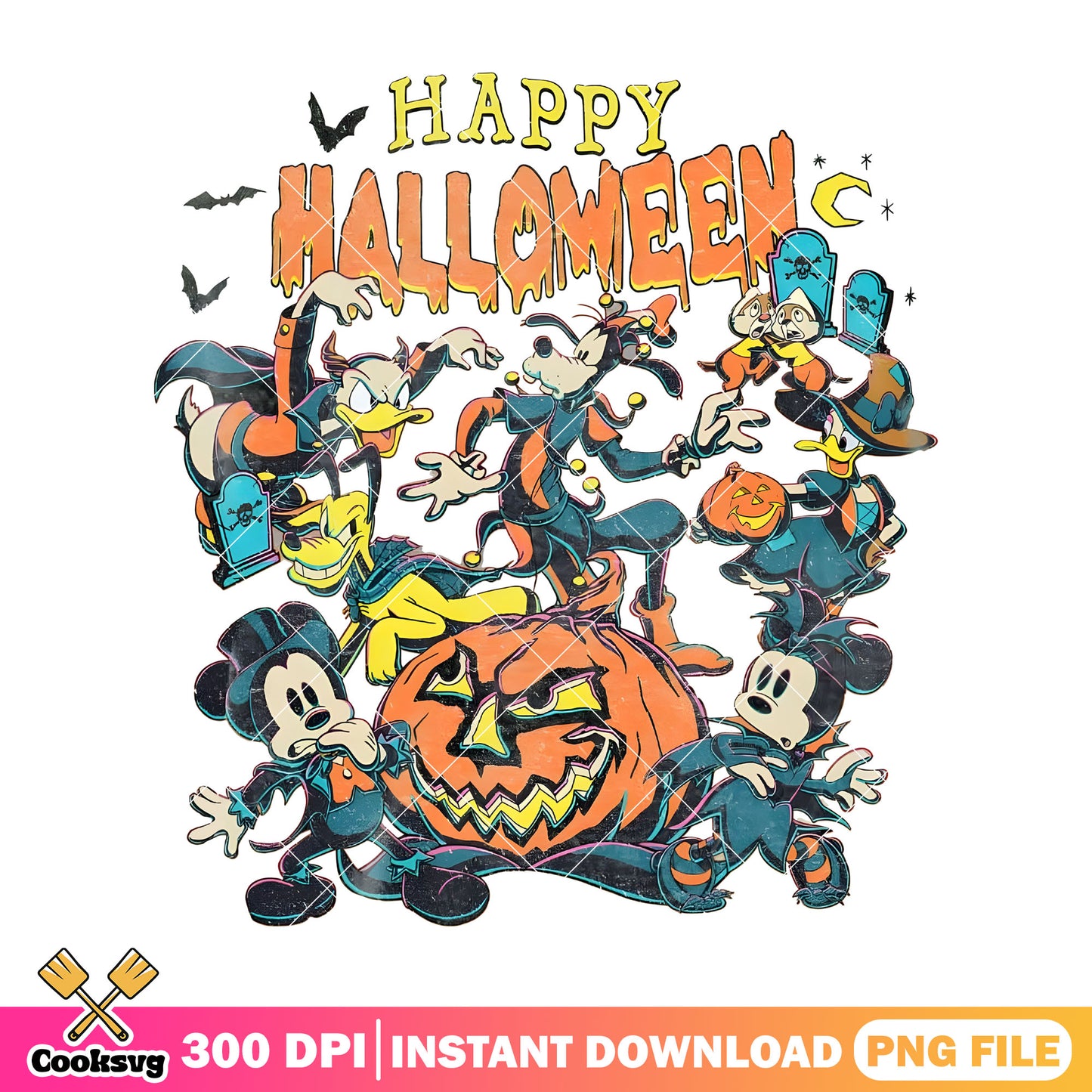 Vintage mickey halloween png, happy halloween png, mickey pumpkin png