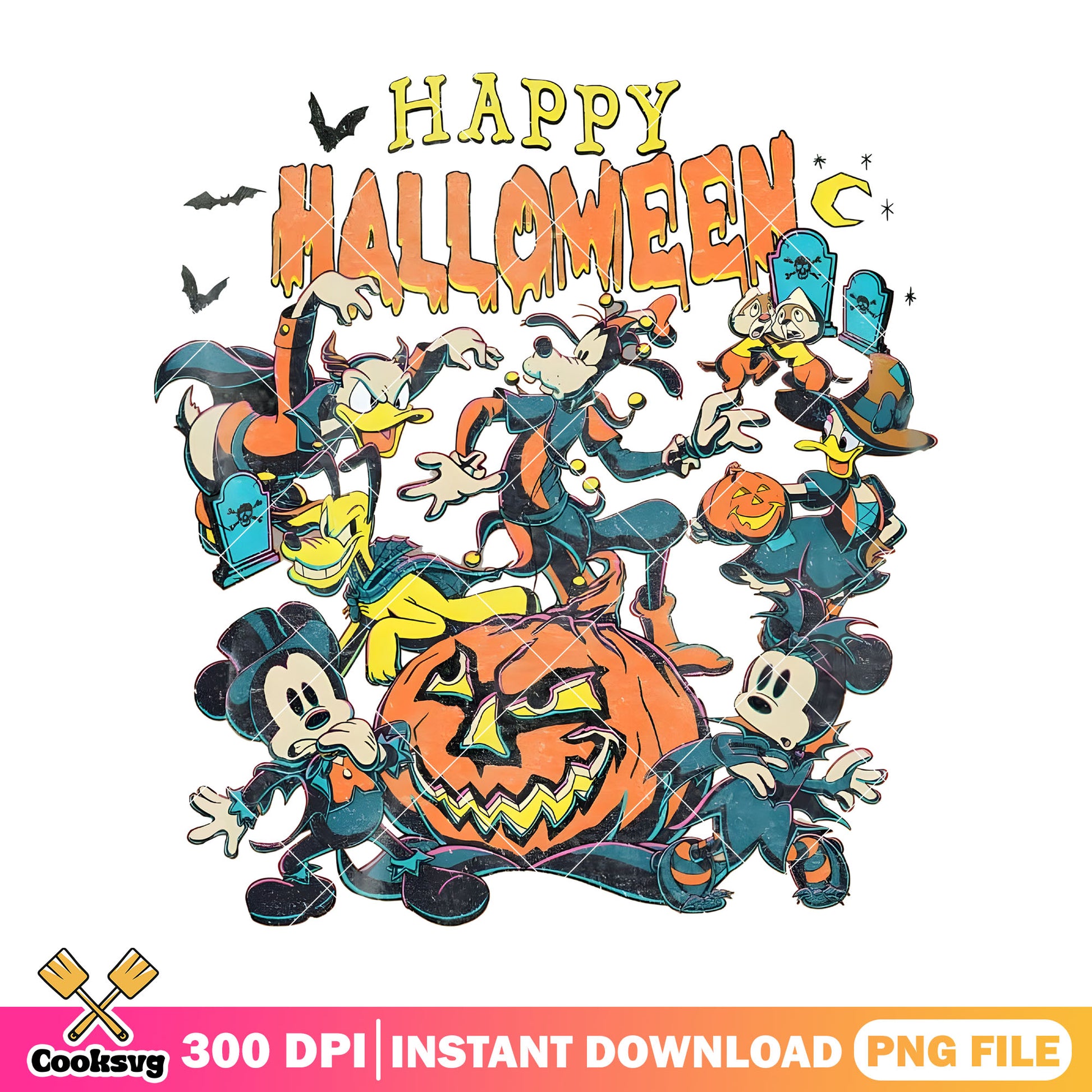 Vintage mickey halloween png, happy halloween png, mickey pumpkin png