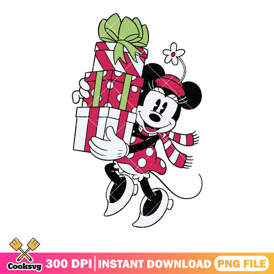 Vintage minnie png, christmas gifts png, christmas holiday png