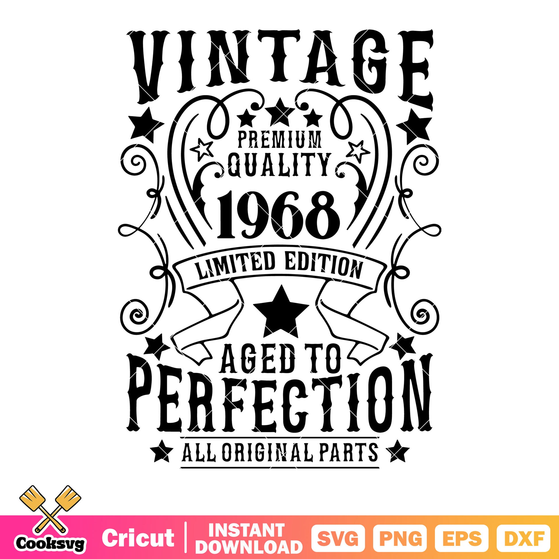 Vintage premium quality 1968 svg, aged to perfection svg, limited edition​ svg