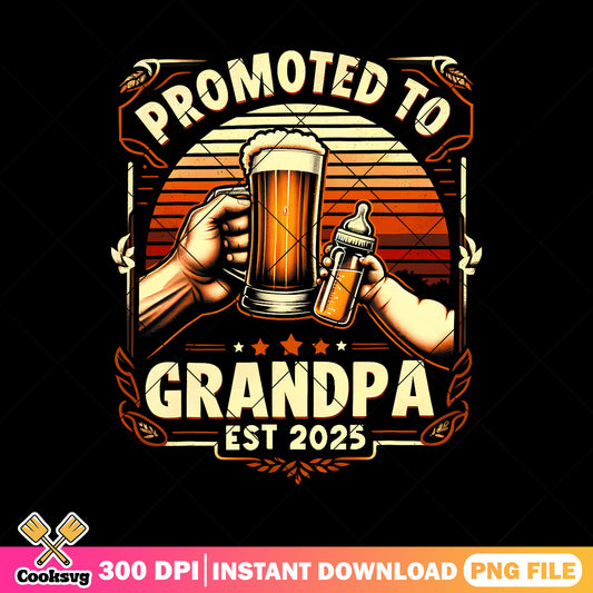 Vintage promoted to grandpa 2025 png, fathers day​ png, first grandchild​ png