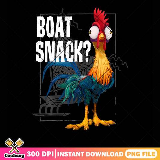 Vintage style boat with chicken png, hei hei png, moana 2 png
