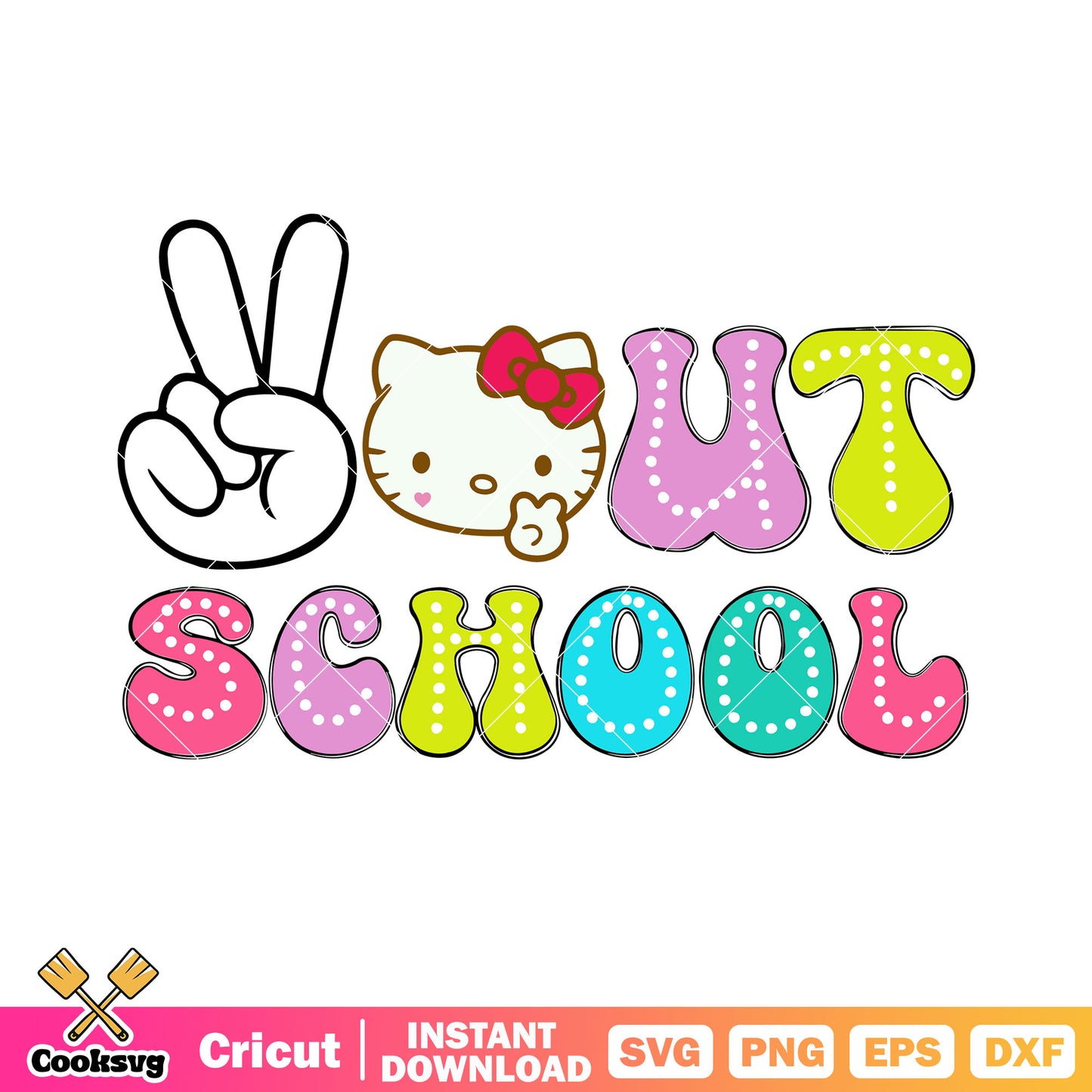 Vout school svg, hello kitty saying hi svg, red bow tie svg