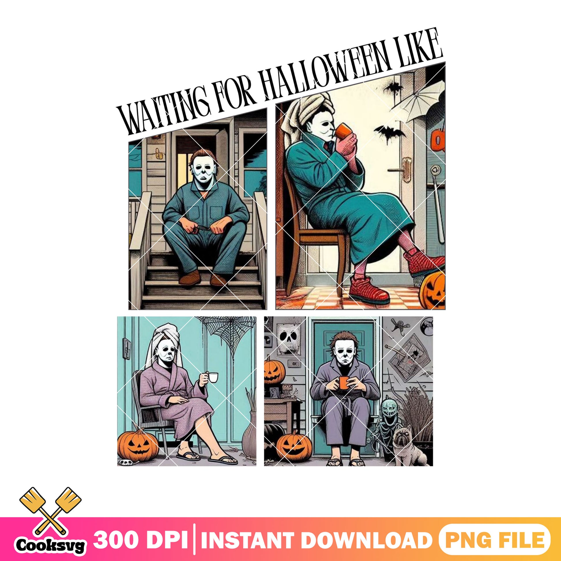 Waiting for halloween like png, spooky halloween png, micheal myer png