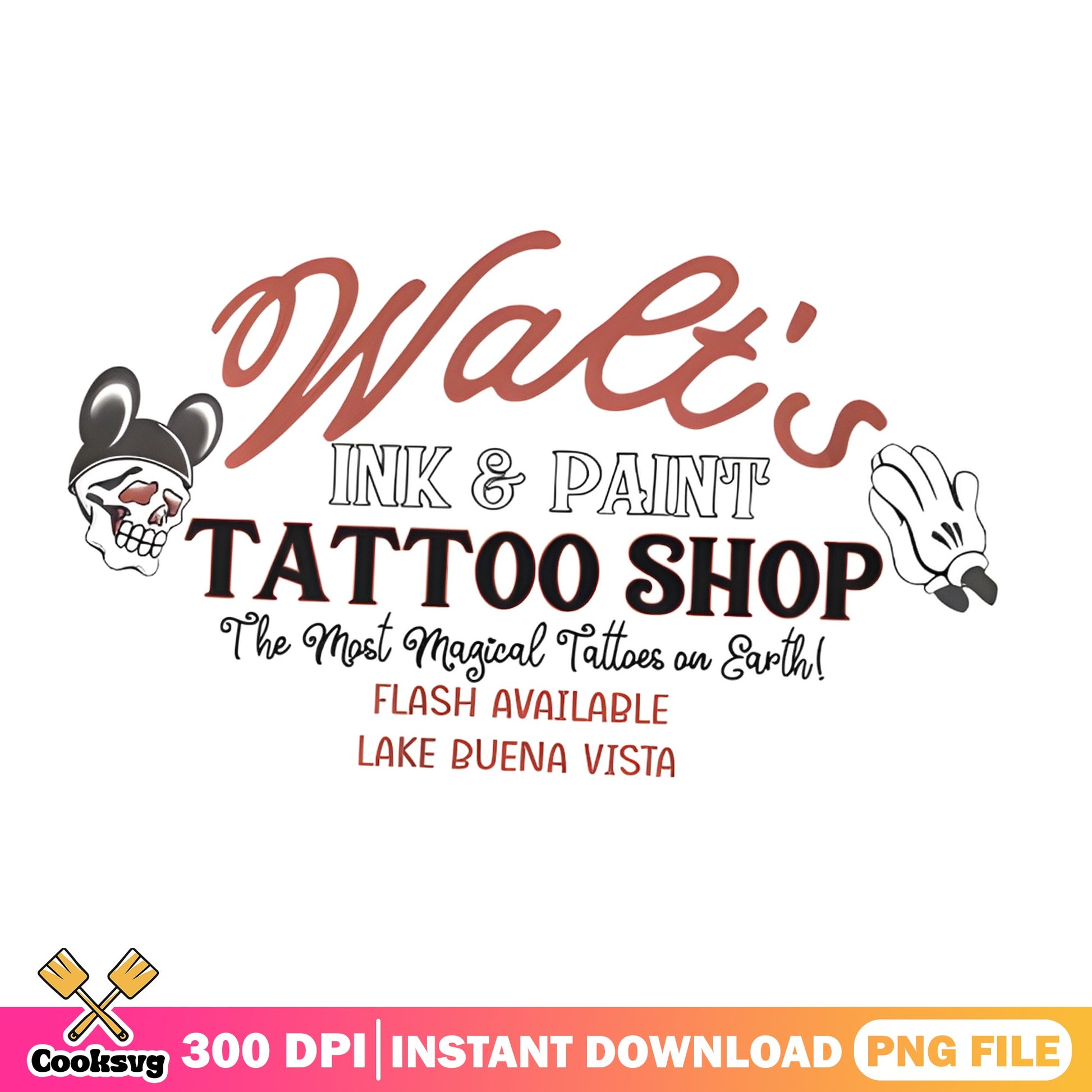Walt's Ink And Paint Tattoo Shop PNG, Disney PNG, Mickey PNG