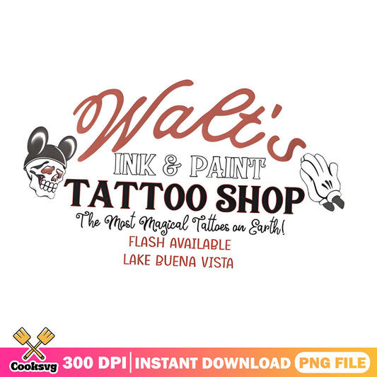 Walt's Ink And Paint Tattoo Shop PNG, Disney PNG, Mickey PNG