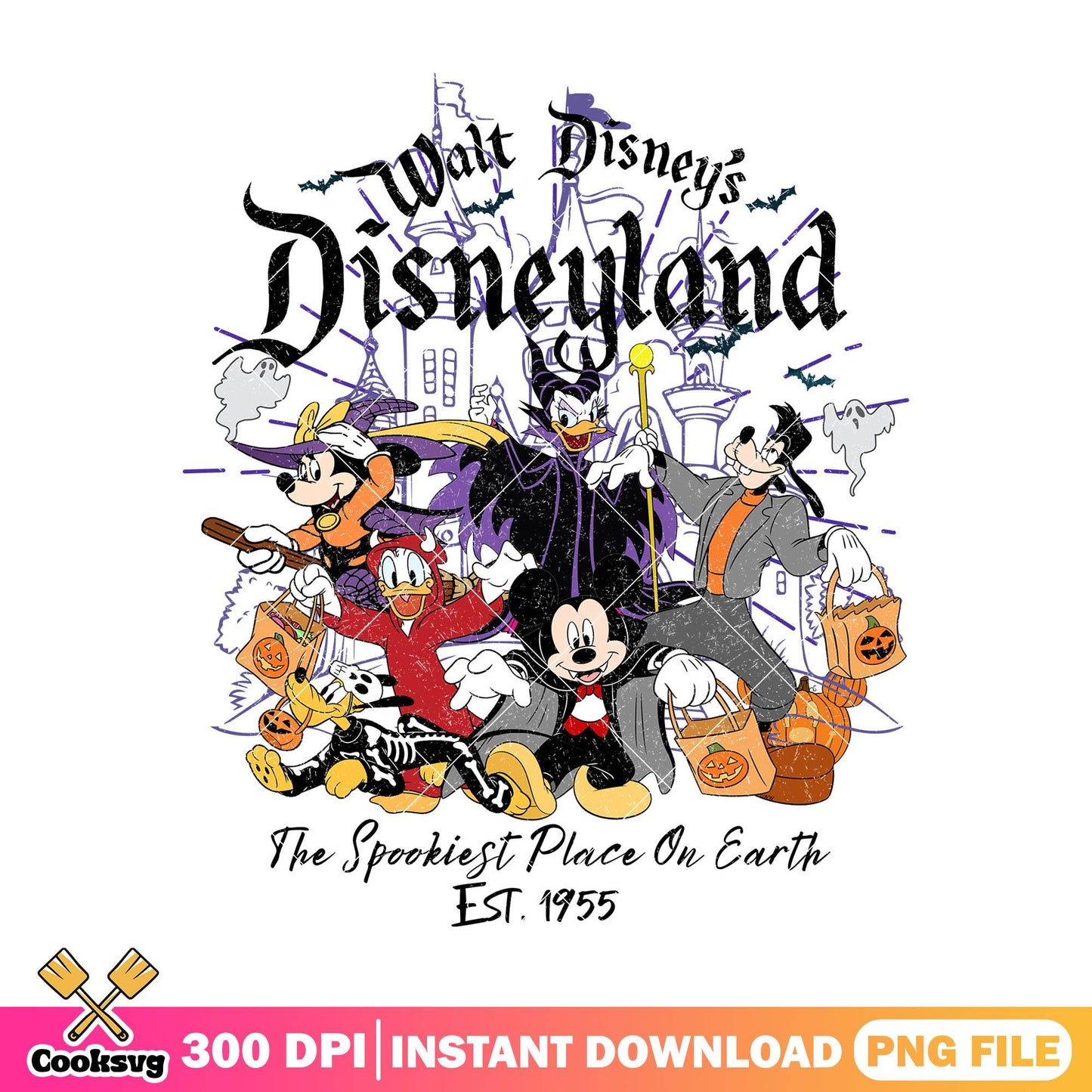 Walt disney's disneyland png, halloween png, mickey friends png
