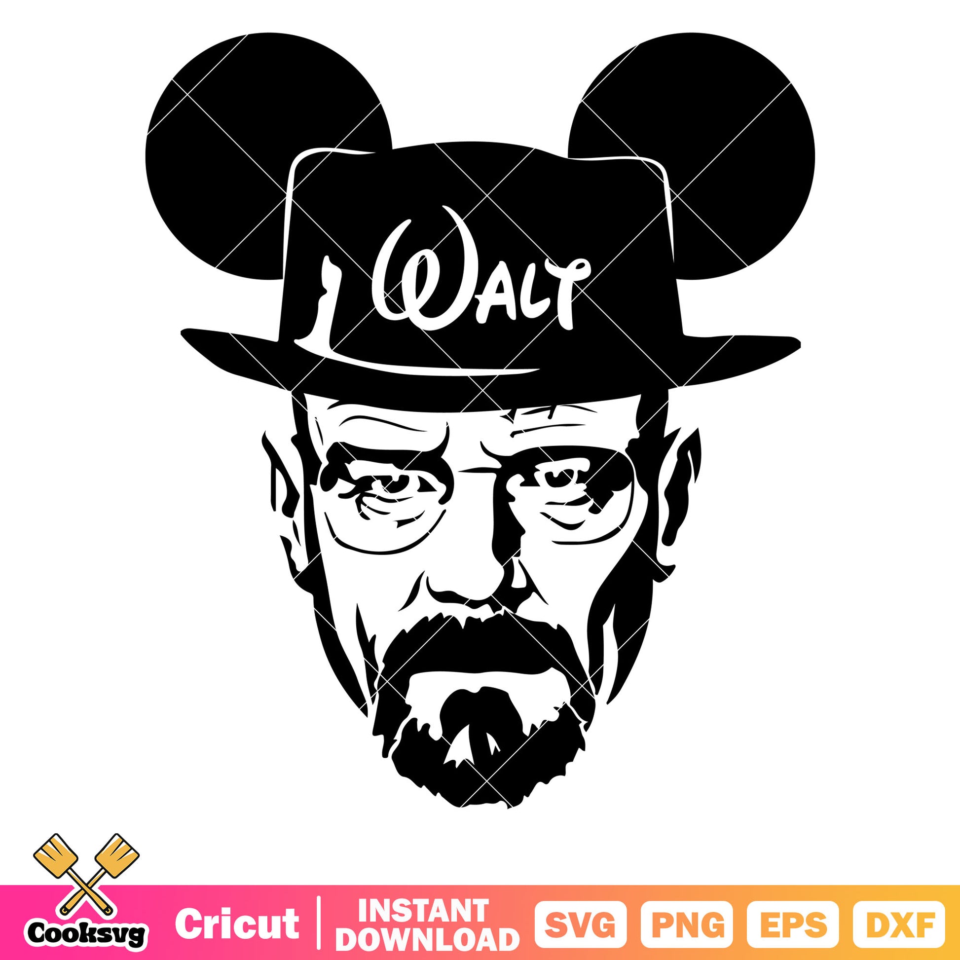 Walter White head mouse ears svg, mickey mouse ears svg, walter white​ svg