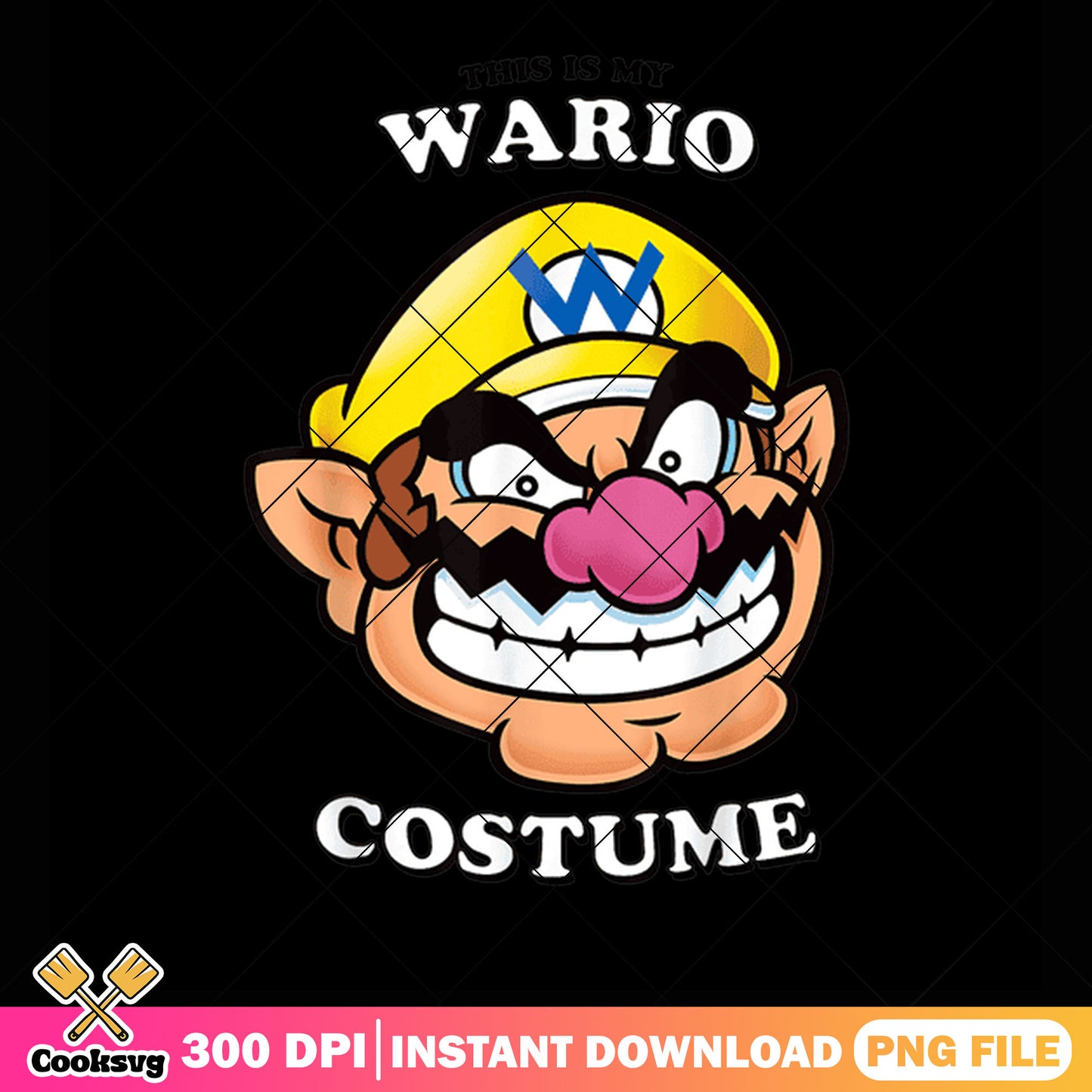 Wario super mario smile png, nintendo art png, wario costume png