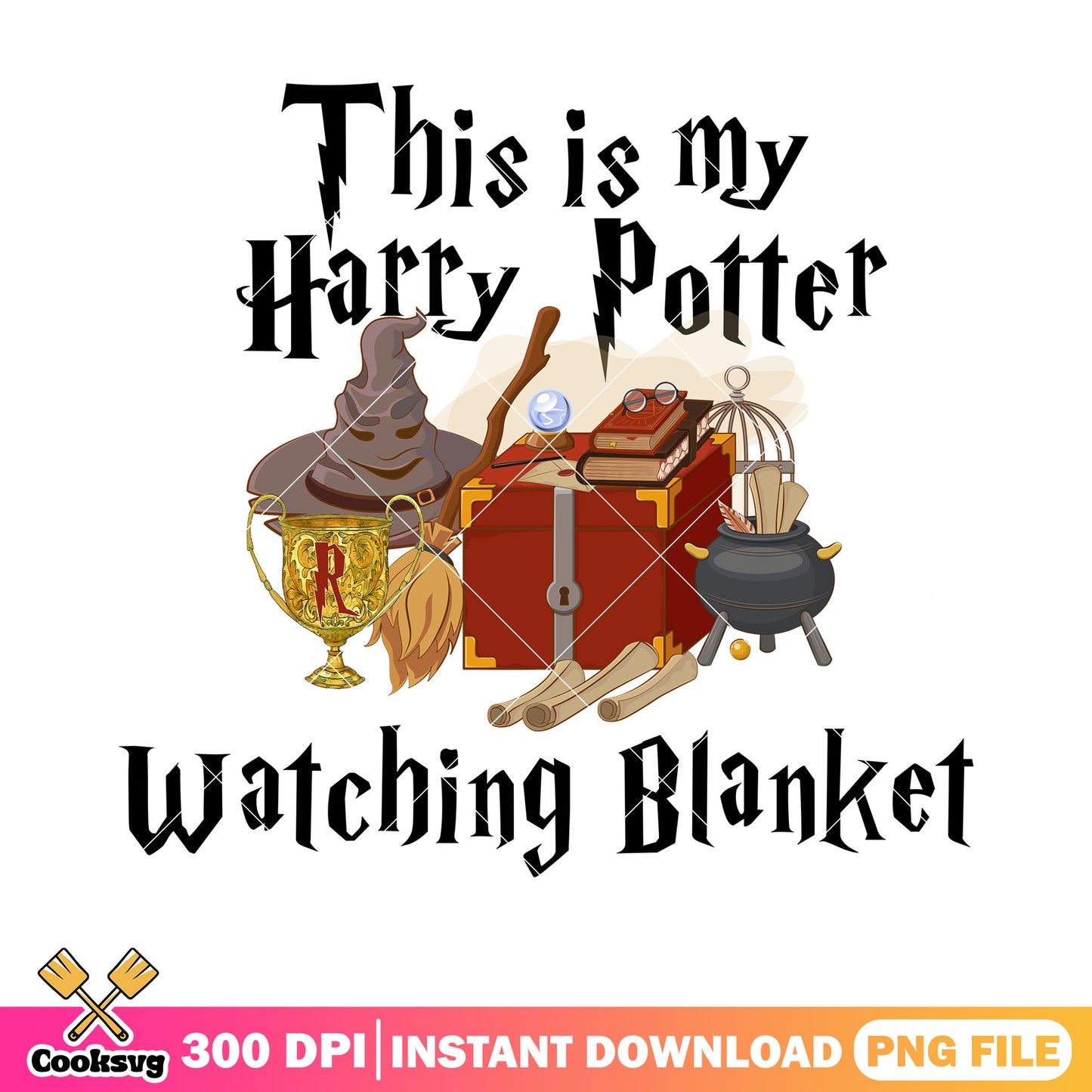 Watching blanket movie png, magic wand png, flying broom png